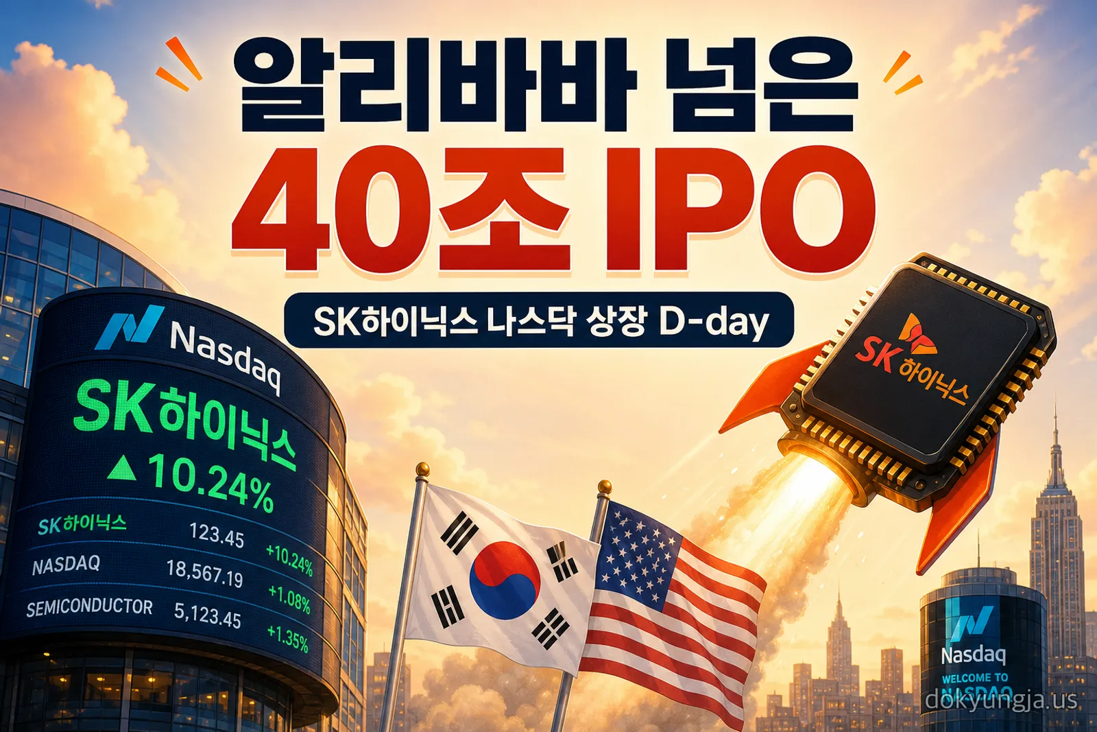 SK하이닉스 나스닥 상장 D-day — 공모가 149달러 확정, 알리바바 넘은 40조 IPO (2026년 7월 10일) — 대표 이미지
